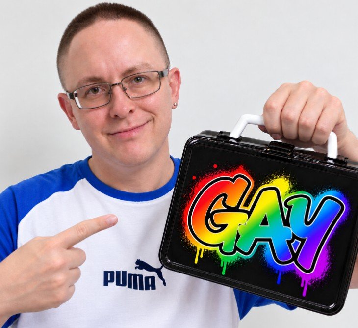 Ryanonthebaize's tweet photo. One for the homophobes...

I loved this style #lunchbox when I was at School, in the 90's, so purchased one from Amazon and put my take on it...

I am Ryan, totally loud, totally #Proud and totally #gay af!!! 

Can't wait to see the reaction in the office...

#Bottom https://t.co/CnihJ9k2D7