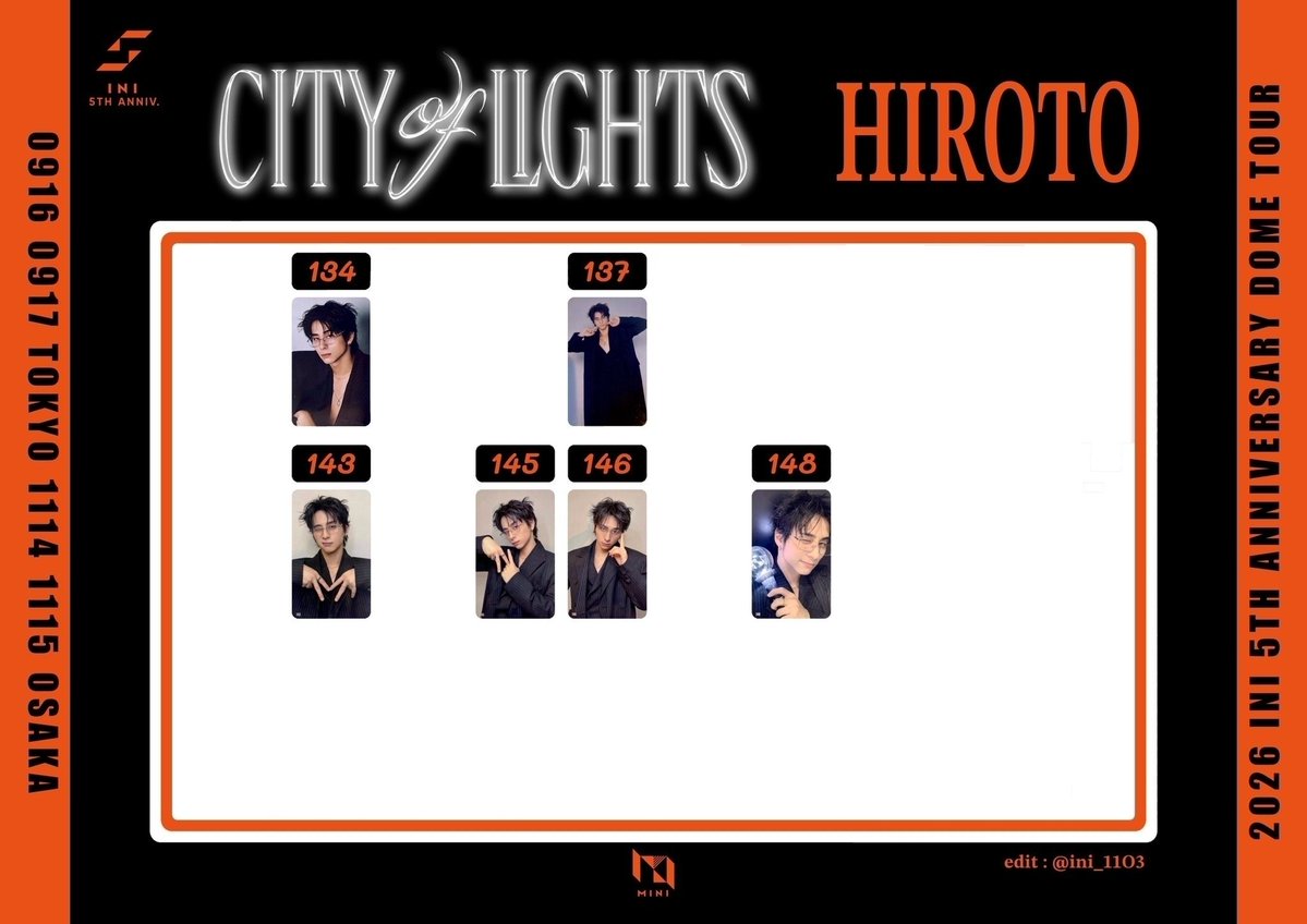 shiorin221's tweet photo. INI 2026 DOME TOUR CITY OF LIGHTS トレカ 交換

【譲】尾崎 木村 後藤 シュウ 許 髙塚 高塚 藤牧 松田

【求】西(画像2枚目) 

MINI⇄MINI
藤牧139は西148のみ交換可

大阪市内、京セラ手渡し
郵送

お気軽にお声掛けください🙇‍♀️

#INI交換 https://t.co/vjUHnmlQEl