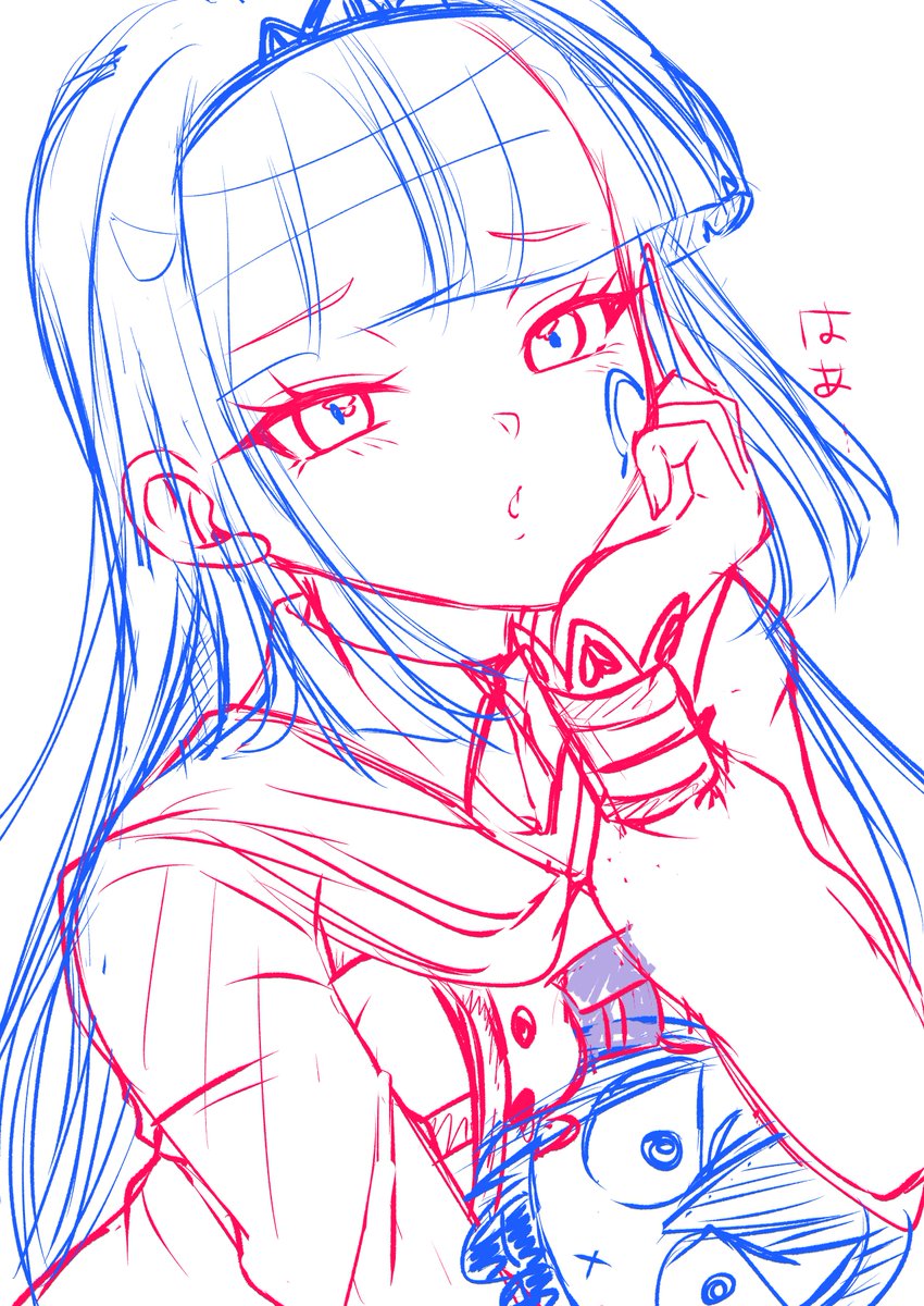 miyu_1220's tweet photo. 麻雀ファイトガールのクリア様は今日もカオスちゃんのことを想う･･･のラフ画 https://t.co/HGY1e6GBnl