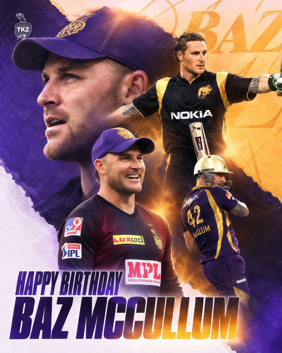 thekkrzone's tweet photo. Happy Birthday to our legendary Knight, Brendon McCullum! 💜💛

A fearless Knight, forever part of KKR’s legacy. 🏏
Keep shining, Baz! 🎂

#HappyBirthdayBaz #BrendonMcCullum #KKR #AmiKKR https://t.co/PoKashl993