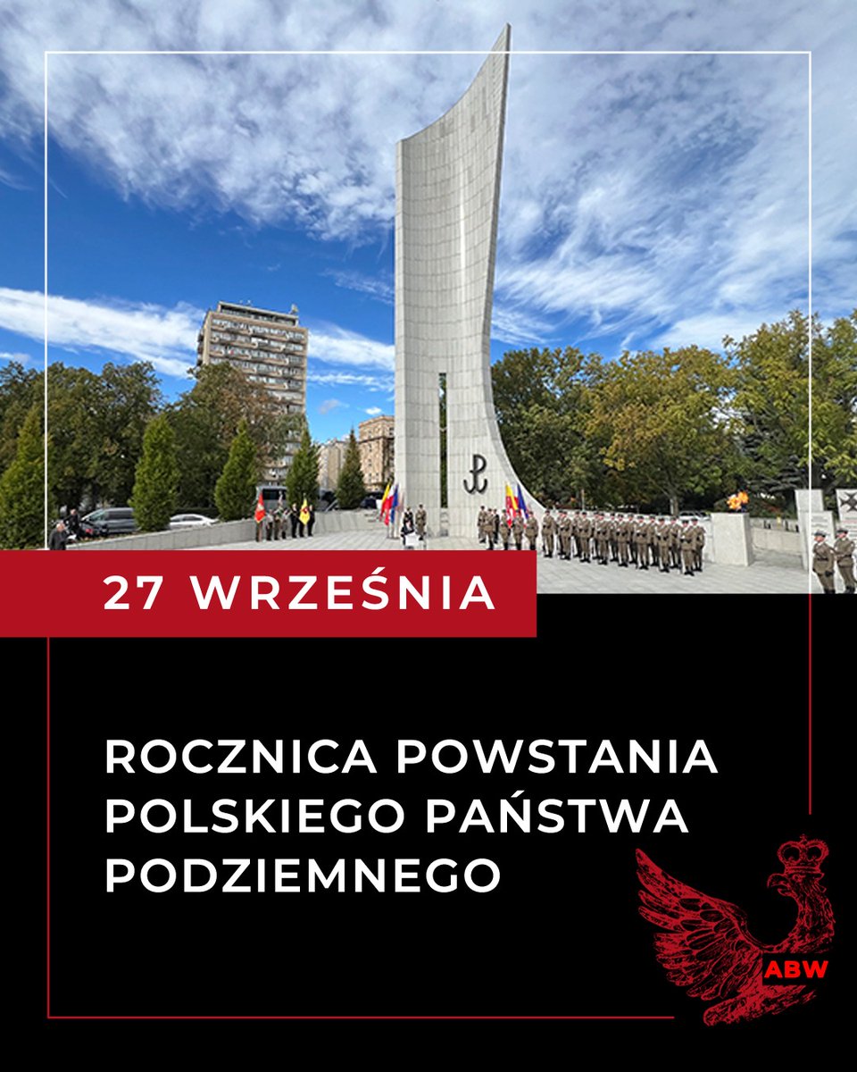 ABW_GOV_PL's tweet photo. 🇵🇱„Poznawajmy wrogów i czuwajmy”❗️

Słowa gen. Stefana „Grota” Roweckiego, Komendanta Głównego ZWZ i patrona Centralnego Ośrodka Szkolenia i Edukacji @ABW_GOV_PL, wybrzmiewają szczególnie mocno także dziś.

W rocznicę powstania Polskiego Państwa Podziemnego przypominamy, że bezpieczeństwo państwa zawsze wymagało wiedzy, czujności i gotowości do działania.

Dla funkcjonariuszy @ABW_GOV_PL to nie tylko historyczne przesłanie.
To motto służby – rozpoznawać zagrożenia, poznawać metody przeciwnika i reagować, zanim będzie za późno❗️

#ABW_GOV_PL #MisjaBezpiecznePaństwo #PolskiePaństwoPodziemne #Pamiętamy