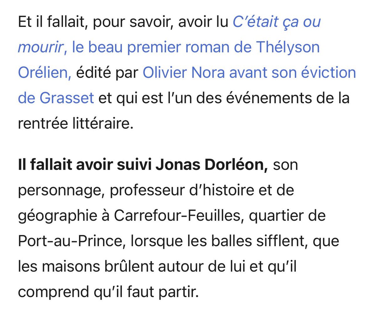 JulietteBriens's tweet photo. Le clergé culturel parisien a sombré dans le ridicule.

Je recommande cette critique de BHL, à plat ventre devant le « génie » de l’auteur. Il encense même Olivier Nora pour sa trouvaille. Un morceau d’anthologie.

À ce degré d’aveuglement collectif, peut-on parler d’hystérie ?

NB : admirez au passage le début de la critique : une ode de BHL à lui-même. C’est peut-être le meilleur résumé de toute cette histoire. Thélyson Orélien savait à peine s’exprimer, mais qu’importe, en l’admirant, ils pouvaient surtout s’admirer eux-mêmes.