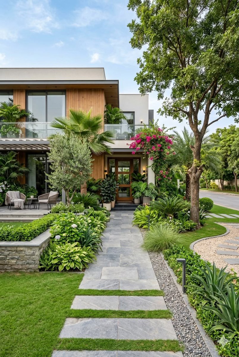 shavnyuyngah's tweet photo. Planting a tree at your entrance costs almost nothing. Yet somehow, most new builds skip it entirely.

We've decided concrete poured wall to wall is what "clean" looks like now. Meanwhile the actual clean is a shaded entrance, real greenery, air that isn't trapped by heat radiating off bare concrete.

This isn't a cost problem. It's a laziness problem, and we're calling it modern.