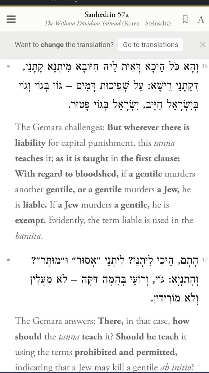 firasmodad's tweet photo. Per the Talmud, a Jew is not liable for killing a gentile. A Jew is also prohibited from saving a gentile's life unless it benefits Jews.

Rabbinic Judaism is insane, and is unrelated to Christianity, or even to an honest reading of the Old Testament. https://t.co/c3HiXNfivA