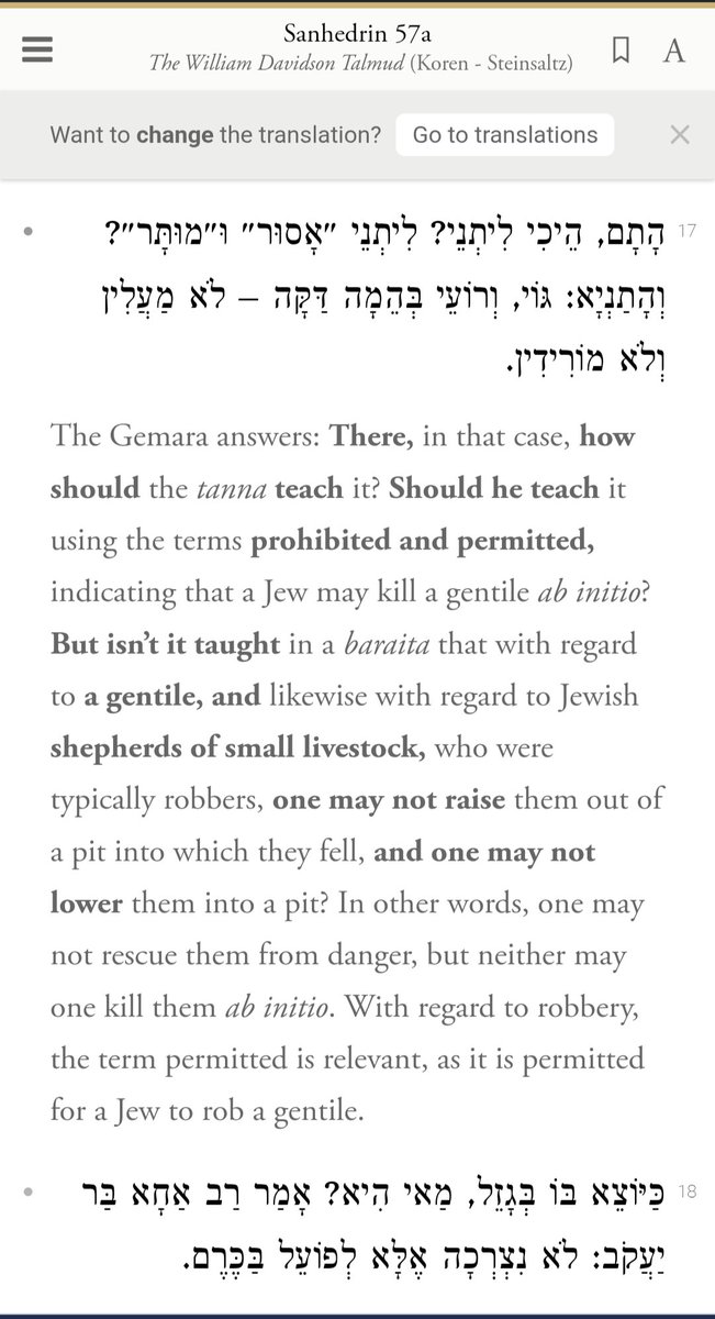 firasmodad's tweet photo. Per the Talmud, a Jew is not liable for killing a gentile. A Jew is also prohibited from saving a gentile's life unless it benefits Jews.

Rabbinic Judaism is insane, and is unrelated to Christianity, or even to an honest reading of the Old Testament. https://t.co/c3HiXNfivA