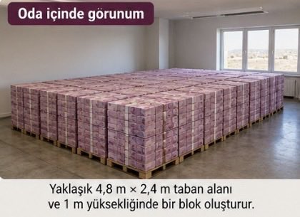 haberaktifcom's tweet photo. Salona ancak sığıyor!

Fatma Betül Sayan Kaya ve eşinin, borsa manipülasyonuyla hesaplarına aktardıkları iddia edilen 2 milyar TL’nin, 200 TL’lik banknotlar hâlinde dizildiğinde yapay zekâya göre ortaya çıkan görüntüsü: https://t.co/icIu0FETcn