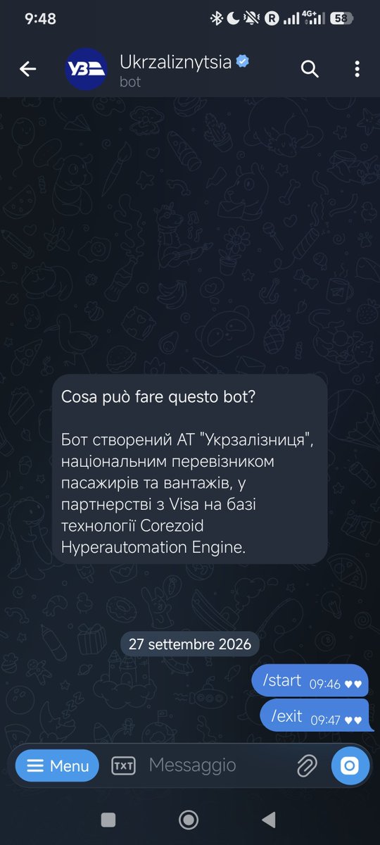 morph_lex's tweet photo. @Ukrzaliznytsia І бот котрий заявлено як 24/7 теж не працює https://t.co/Qc8WorT1n9