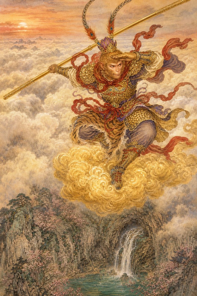 _bin_HQ's tweet photo. #MonkeyKing #JourneyToTheWest
#齐天大圣 #斗战胜佛
#Legend #孙悟空
#FolkArt #Perseverance
— > "Born from a stone egg atop the Mountain of Flowers and Fruit (花果山), the Monkey King is Chinese legend's beloved trickster-warrior."
#SunWukong https://t.co/qRqNExiF1o