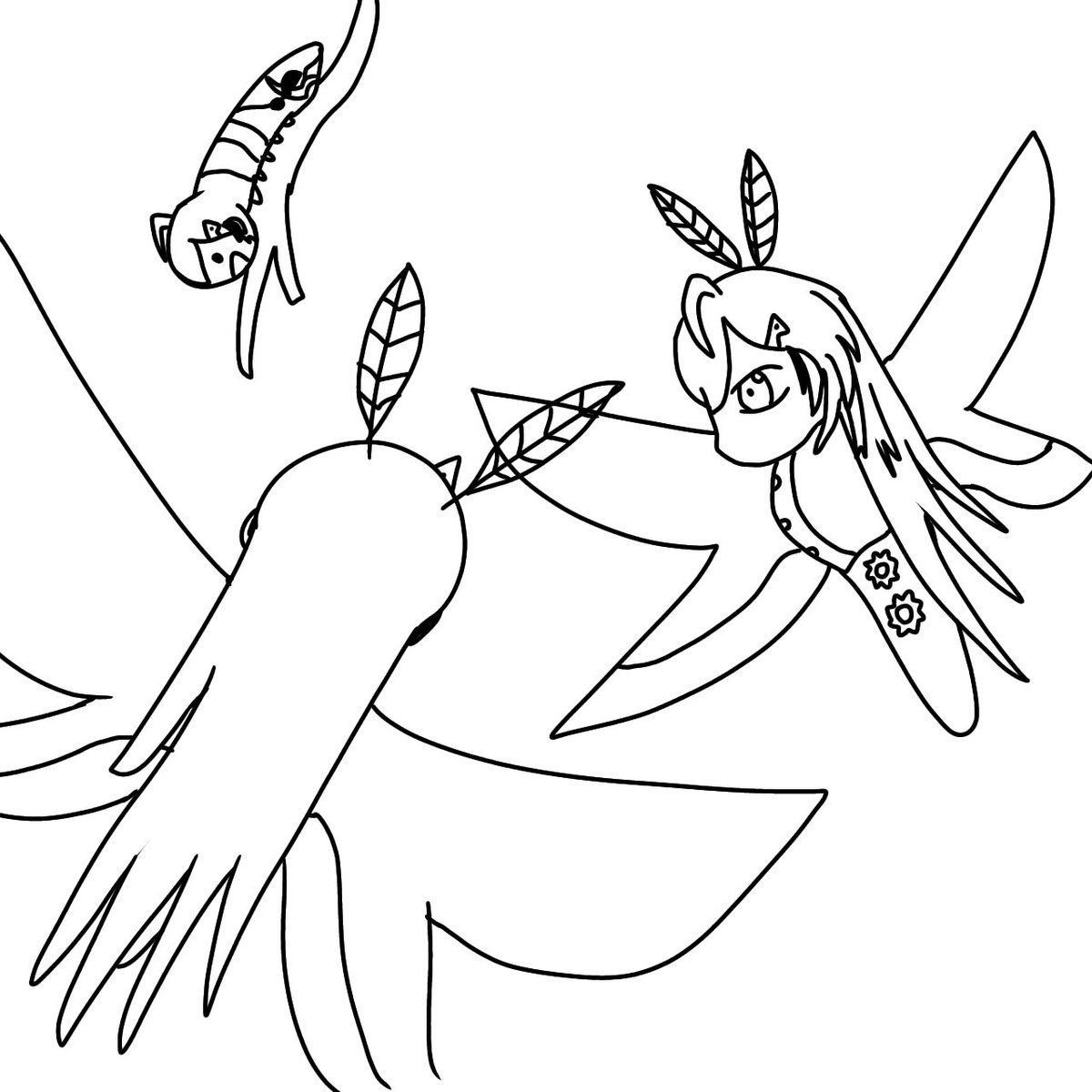 minionsheet's tweet photo. MothMEI
#drawMEI
The reason I drew this was that I saw Mumei’s feathers made of sharp points image, and that made me think of a moth’s antennae. https://t.co/N5LYacVeEk
