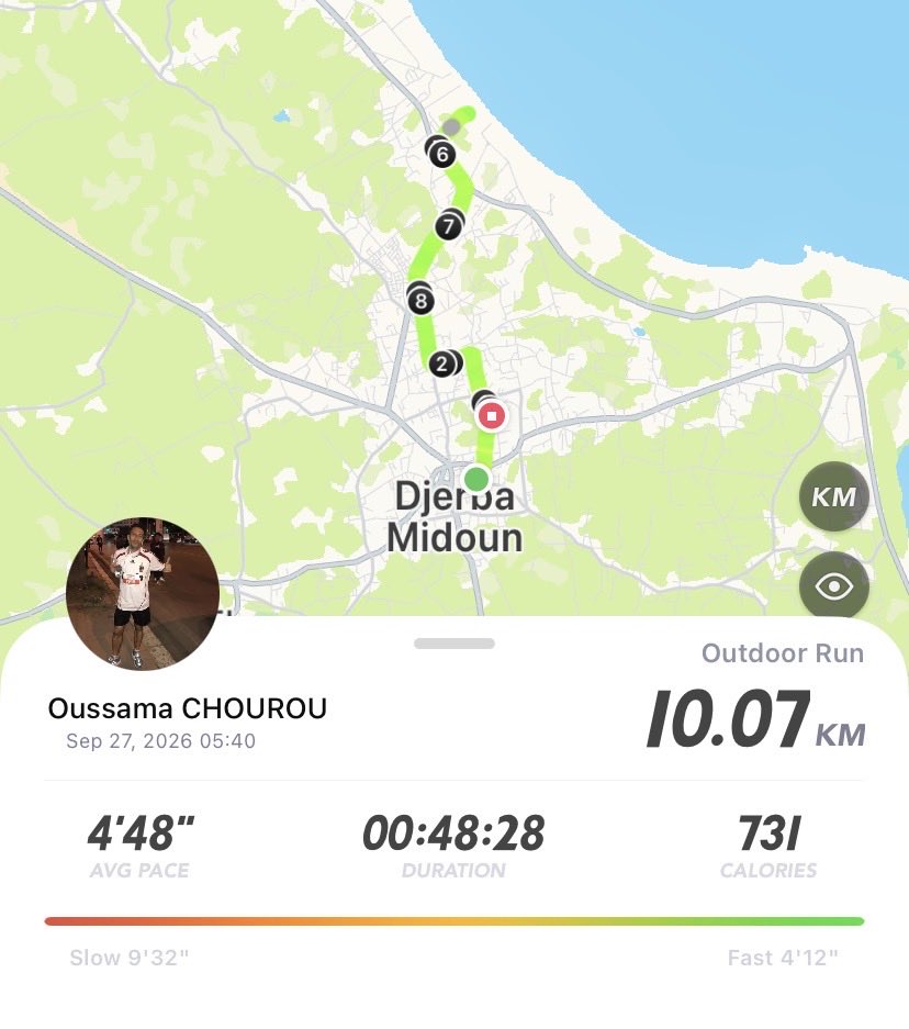 Oussama_Chourou's tweet photo. Morning 🌞 run 🏃‍♂️:
Walk, run, walk, swim, walk, run &amp; walk
- Running Keeper 100 Days : Day 78/100
- World River Run, Day 10/10 : 10.07 KM
@MinaGuli @RunBlueOfficial 
#RunToDeath #RunningClubMidoun
#WorldRiverRun https://t.co/xGlLzqjxJR