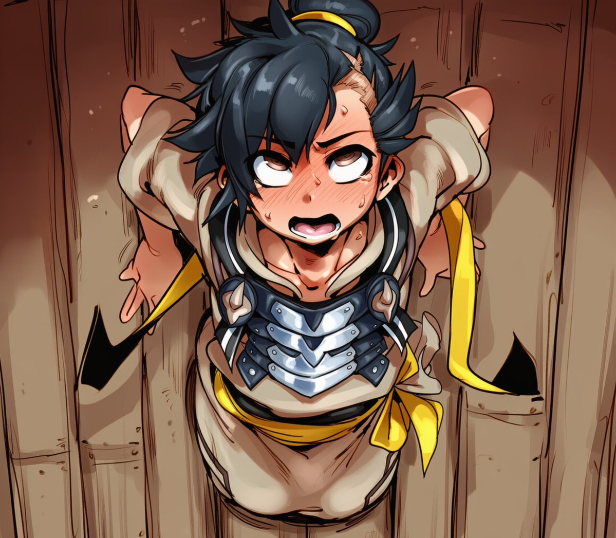 HungrySwordsman's tweet photo. He wast told there would be free food if he just followed the creepy man into the alley 😣. 
Now he is trapped and so many keep using him like a toy. https://t.co/qt2A8xOCMM