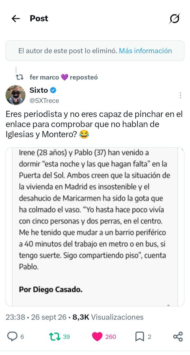 anvila16's tweet photo. La periodista @elisabeni  se ha visto obligada a borrar su tweet en el que atacaba a Irene Montero, por no leer la noticia y comprobar que el artículo no se refería a Irene Montero.

Muy burdo. https://t.co/YORoZTpZh9
