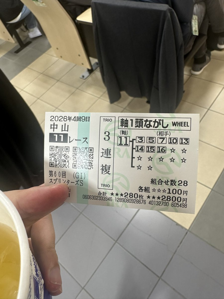 oka_tu04's tweet photo. 万馬券になる予定だったから悔しい、、、
でも、5番拾えた自分を褒めよう😭 https://t.co/Vcn4MpFBAd