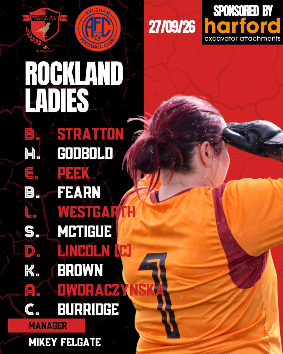 RocklandUnited's tweet photo. 🪨🪨 Our Rocks squads for the day
👏🏼 Today’s players’ sponsors:
Beth Stratton - D.J.L.S Transport Ltd
Billy Fearn - Lean into Fitness
Kate Brown - Flat Roof Solutions
John Burgin - First Call Traffic Management
Tomo Clark - Limitless Developments
#UpTheRocks #OneClub 🔴⚫️ https://t.co/2rUYWjjuZE