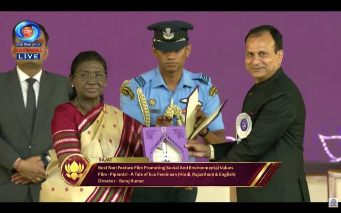 VerdantiPride's tweet photo. A great piece of news came out of the 72nd National Film Awards, Suraj Kumar, a Ghamaila Kurmi from Peshaur village, Nalanda, won the 72nd National Film Award for Best Non-Feature Film Promoting Social and Environmental Values (the highest honour for Indian documentaries) for the film Piplantri: A Take on Eco-Feminism, as its director. The movie had its world premiere at the 56th International Film Festival of India (IFFI). The movie is also scheduled for its international premiere at the 17th Indian Film Festival of Ireland (Dublin).

Suraj Kumar is the second Ghamaila Kurmi (the ones I know of) to win the National Film Award (the highest honour in Indian cinema) after Vikas Kumar.