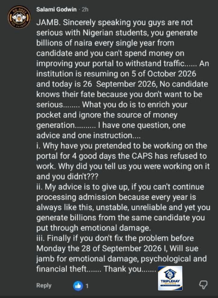 thegoatedalimi1's tweet photo. Unilorin Aspirant threatens to sue JAMB on Monday.
Is he right or wrong? https://t.co/qCYCDVOkri