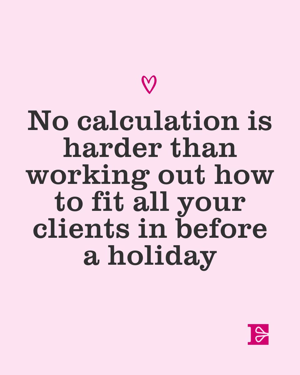 Ellisons's tweet photo. The holiday is the easy part… trying to squeeze everyone in before you go is the challenge 😂

#SalonLife #BeautyProfessionals #BeautyBusiness #SalonHumour #salonowner #salonhumour #nailtech #lashtech https://t.co/vl7THvM1YJ