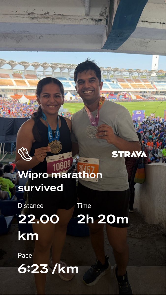 maitreya_wagh's tweet photo. 8 weeks between a calf microtear and my slowest, but most rewarding Half Marathon https://t.co/nNNj7GeaQf