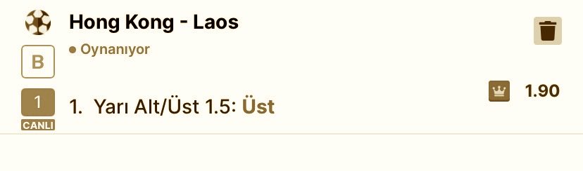 BahisMerkeziTR's tweet photo. 🔥 CANLI KUPON

🇭🇰 Hong Kong – Laos 🇱🇦
⏱️ Maç devam ediyor…

⚽ İY 1.5 ÜST @1.90

İlk yarıda tempo beklentimiz yüksek. 🎯

#BahisMerkeziTR #CanlıBahis #Bahis #Kupon #Futbol #İddaa https://t.co/6ZdG1b2iek