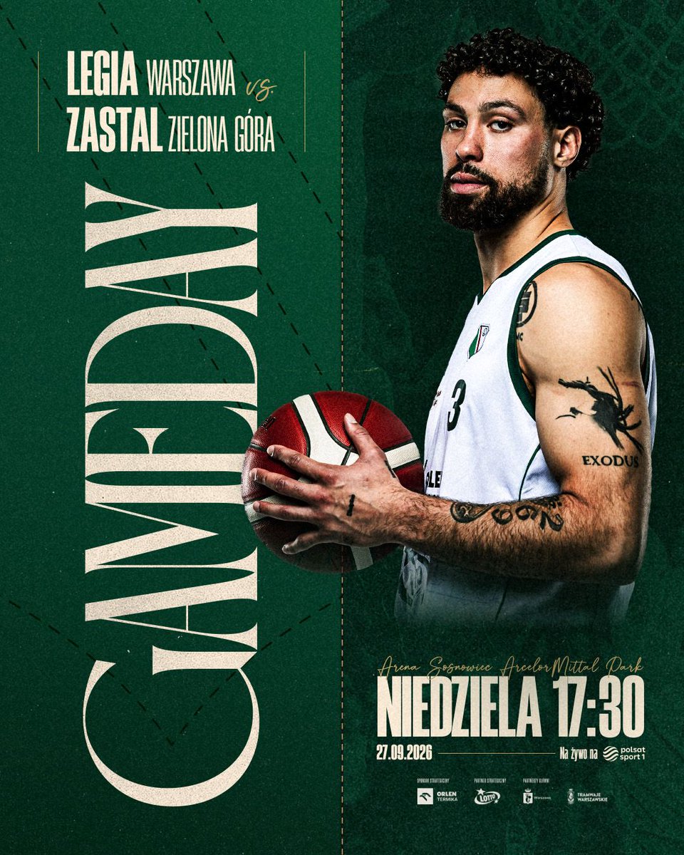 LegiaKosz's tweet photo. #DZIŚGRAMY 

🏆 Finał Superpucharu Polski
🏀 Legia Warszawa vs Zastal Zielona Góra
🕗 17:30
📍 ArcelorMittal Park Arena Sosnowiec
📺 Polsat Sport 1

#legiakosz #legiawarszawa #plkpl #basketball #warszawa https://t.co/TeF0azBHTF