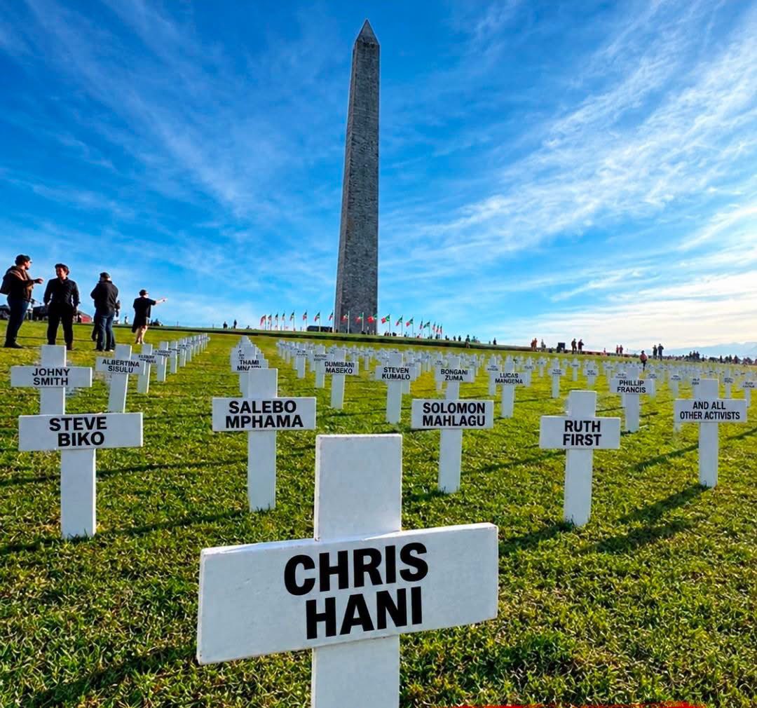 AfricaisBlack's tweet photo. This must be shared until the right wing groups and their foreign funders are fully exposed.

They planted white crosses in Washington for a fake White Genocide. In response, we are reclaiming the narrative with the real heroes and victims of racist violence in South Africa.

Chris Hani. Steve Biko. Solomon Mahlangu. Ruth First. Albertina Sisulu. Matlhomola Moshoeu. Maria Makgato.

These are the names they want erased. These are the names the world must see. AfriForum wants to sell a lie for money. We will not let them.

Share this everywhere.