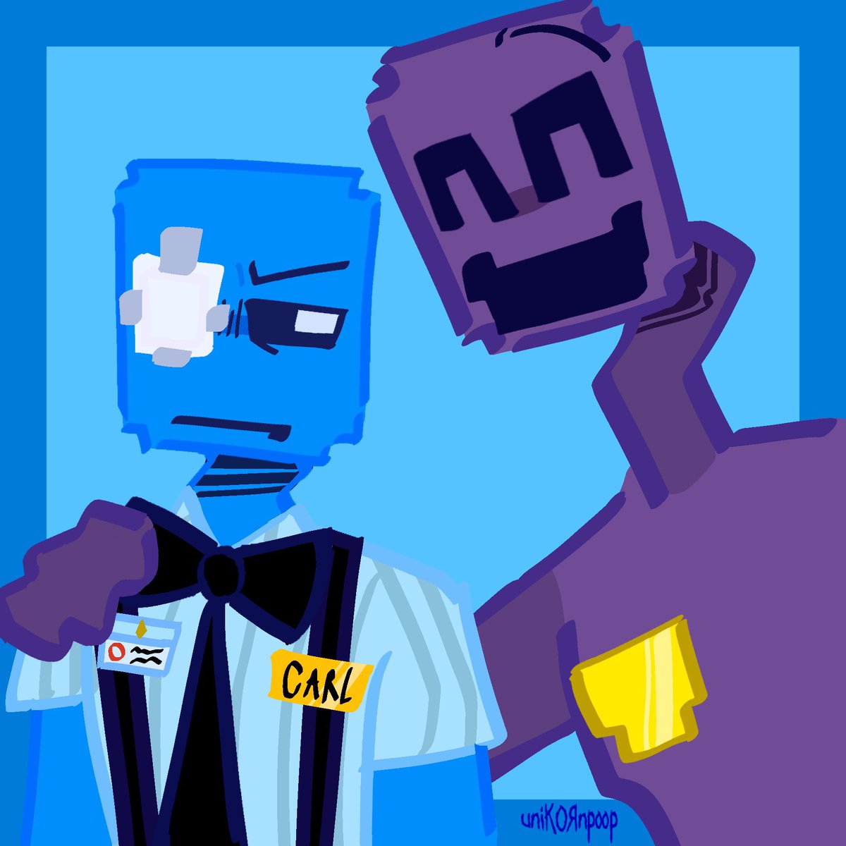 unik0rnpoop's tweet photo. art dump augugugh (blue oc with bandaged eye and with Dave is owned by blu3_guyylol on TikTok! Second with the glasses and hair is owned by @abrokenstopsign) #dsaf #dayshiftatfreddys #dsaftwt #proshipdni #dsafoc #artdump https://t.co/Hd8VlVeuLG