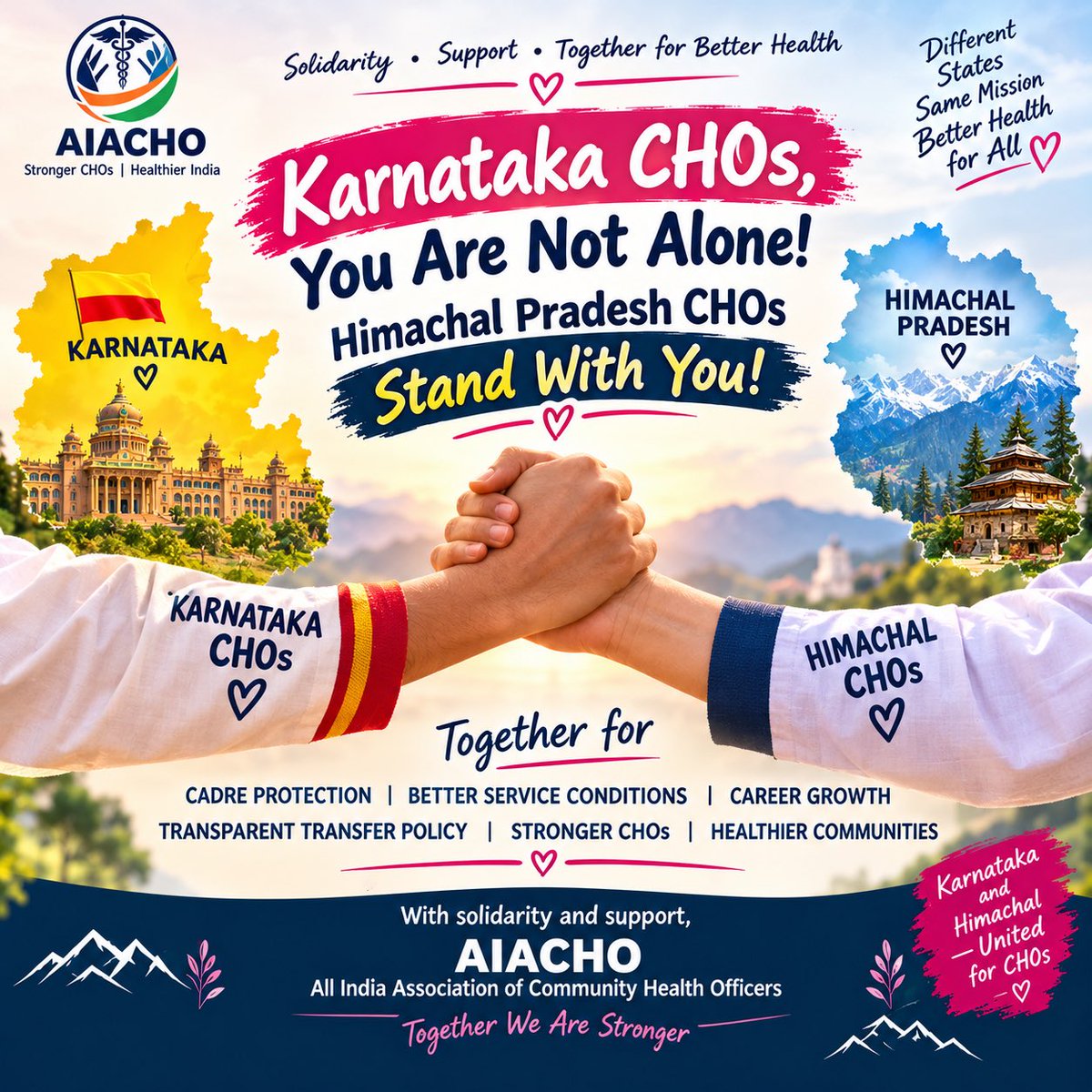 Gulshan172021's tweet photo. VICE PRESIDENT,AIACHO REQUESTS THE HON’BLE CHIEF MINISTER OF KARNATAKA @CMofKarnataka @Comm_dhfwka @aiachonational 

“Please Consider the Genuine Demands of Karnataka CHOs”🙏🏻

Karnataka CHOs-We Stand With You.
Your Voice Matters. Your Service Matters.
🦾🙏🏻 https://t.co/6cK4MzC1MA