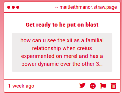 Maitleith's tweet photo. Headcanons are silly things meant for fun and don't have to strictly adhere to canon!! 
Besides, I didn't exactly say they were a happy family either LMAO https://t.co/e6nCB9439B