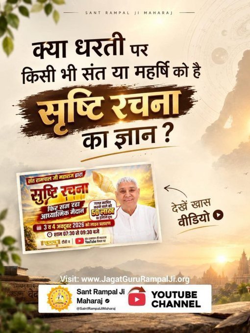 NareshS43783027's tweet photo. #शास्त्रार्थ_का_शंखनाद 
क्या धरती पर किसी भी संत या महर्षि को है सृष्टि रचना का ज्ञान??
संत रामपाल जी महाराज जी द्वारा फिर सजा रहा आध्यात्मिक मैदान 
देखें खास वीडियो 3-4 अक्टूबर शाम 7:30 बजे साधना चैनल पर । 🙏🙏🙏🙏
#GodMorningSunday https://t.co/niAsW0phxs