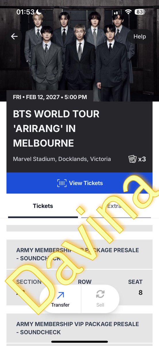 Xx_Dave96_xX's tweet photo. ALRIGHT ALRIGHT , WTS   2  BTS TICKETS FOR THE SHOW IN MELBOURNE 😭 

THESE ARE FLOOR  

 Just lmk rn!! Can send proof if you want

 I need to know if you can Attend Soundcheck too 😭 Marvel stadium Australia https://t.co/y1OVOxdusf