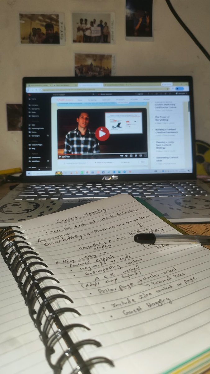 abhaypsbwork's tweet photo. 1 AM: HubSpot on the laptop, content notes on paper. Making a hostel-life reel is one thing. Figuring out where it fits in a brand's plan is a whole different skill. Creators who've made that jump: what helped it click? #ContentMarketing https://t.co/rhW0WpUgYQ