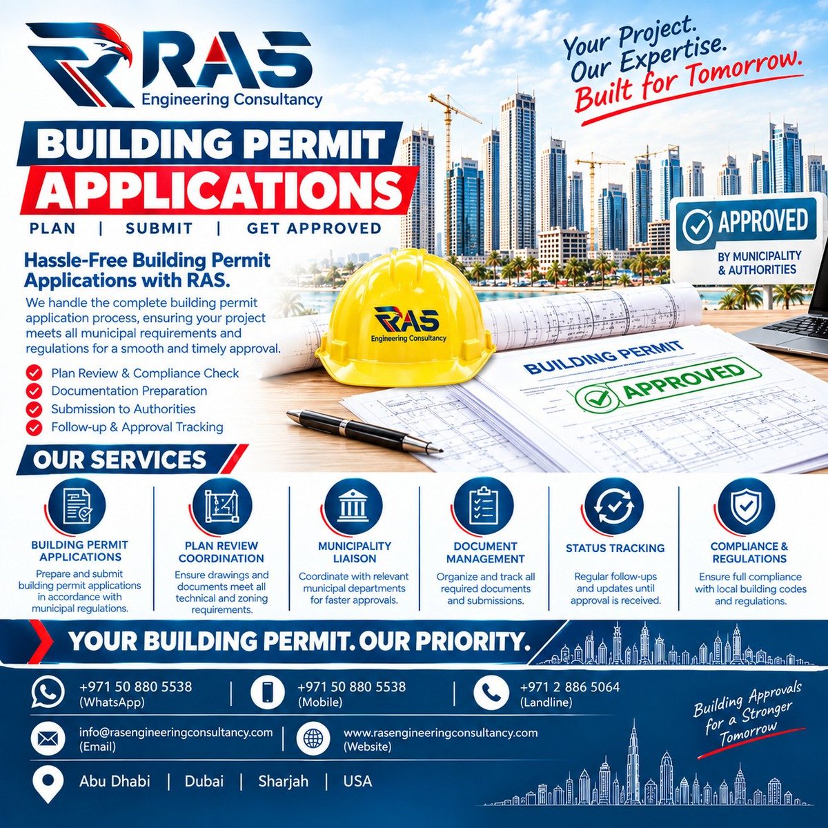 RasEngineeringC's tweet photo. 📞 WhatsApp: +971 50 880 5538
📱 Mobile: +971 50 880 5538
☎️ Landline: +971 2 886 5064
📧 Email: info@rasengineeringconsultancy.com
🌐 Website: https://t.co/UxpIHuWBfu
📍 Abu Dhabi | Dubai | Sharjah | USA
#RASEngineeringConsultancy #BuildingPermit #UAE #AbuDhabi #Dubai #Sharjah https://t.co/HeoO9qFxk8