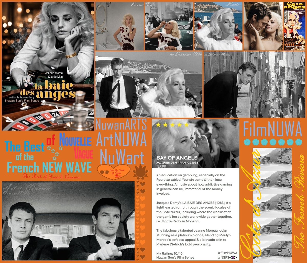 Nuwansenfilmsen's tweet photo. Last movie I watched!#LastFilm I saw was on Wednesday(#Septembre23)
La Baie des Anges (1963)
#EnglishTitle:#BayofAngels
Saw online on #Mubi!Jacques Demy’s lighthearted #NouvelleVague masterpiece with fab #FrenchFashionista,Jeanne Moreau,dressed in Pierre Cardin!
Loved it!10/10! https://t.co/XDCTzcdfvS