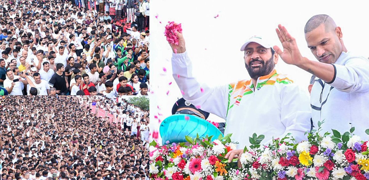 BeingArun28's tweet photo. Faridabad today: lakhs of youngsters turn up for a marathon, with Haryana CM Nayab Singh Saini ji, and take a pledge for a drug-free Haryana.

But for Pappu, his chamchas and AAP’s “Yuva Morcha” CJP apparently, these youngsters don’t exist.

Funny how their “youth” only appears when they can be used for a political narrative. The moment young India stands with a different message, they suddenly become invisible.