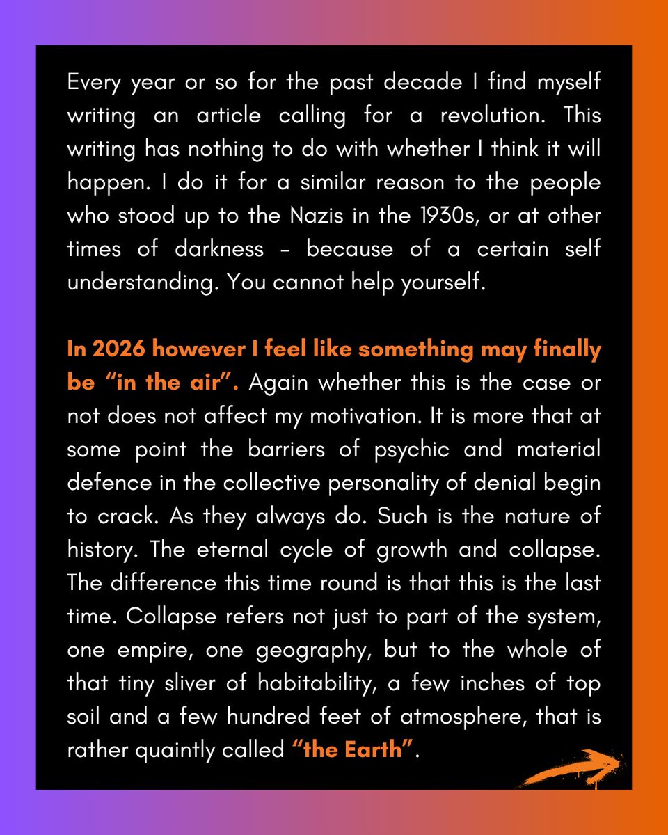 RogerHallamCS21's tweet photo. Revolution isn’t about ideology anymore, it’s about survival. The harsh reality is closing in while politics remains trapped in denial and short-term thinking, and you cannot bargain with physics or wait forever for those in power to act. By 2027, ordinary people may decide they have nothing left to lose, because the choice is becoming increasingly clear: fight to live, or face the consequences of doing nothing.