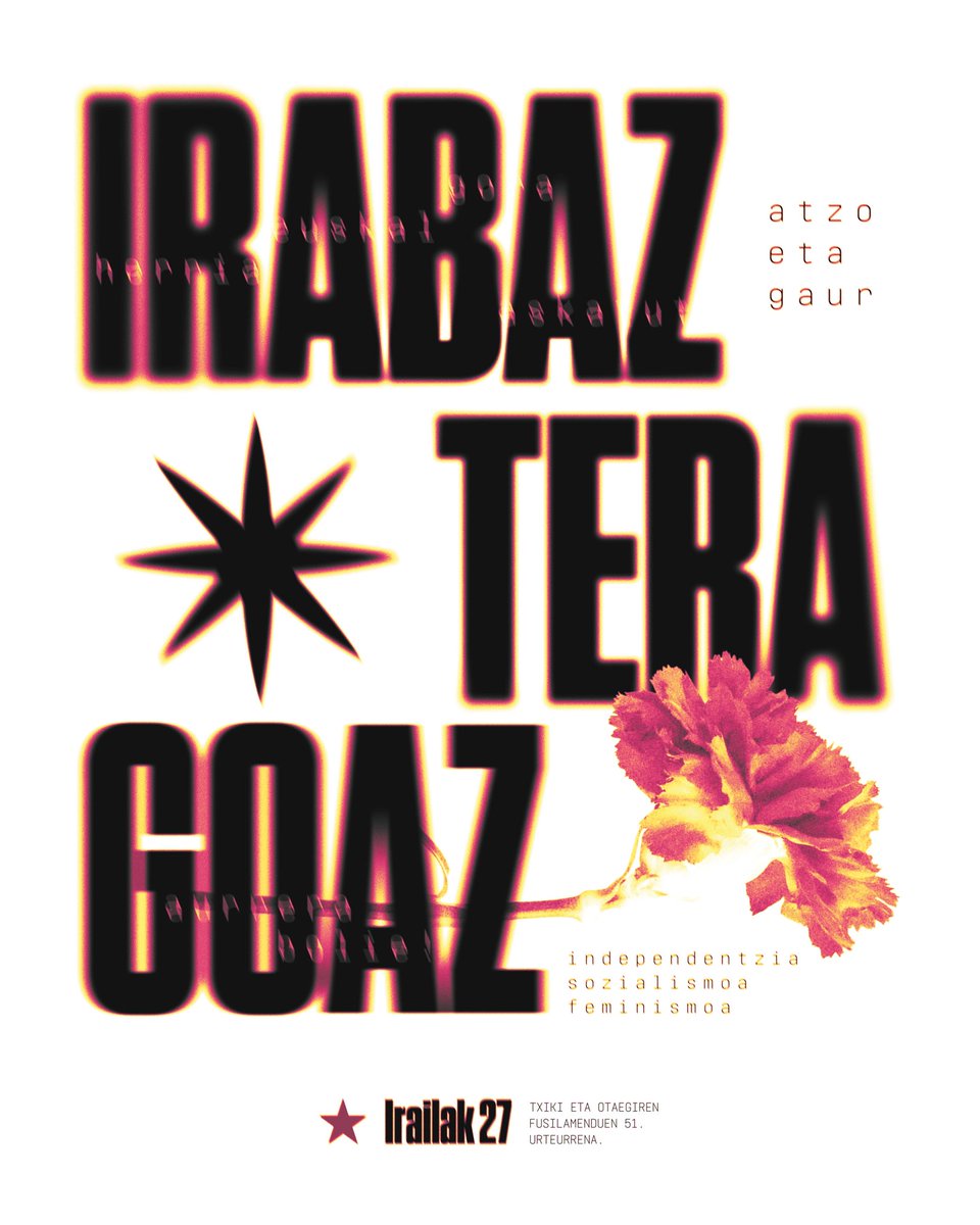 ernaigazte's tweet photo. Atzo eta gaur, irabaztera goaz!
Gora Euskal Herria askatuta!

Irailak 27. Txiki eta Otaegiren fusilamenduen 51. urteurrena. https://t.co/jkUryP8Nii
