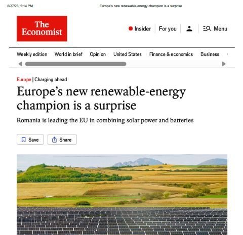 Richard_Loyen's tweet photo. La Roumanie intègre "nativement" le stockage au déploiement de nouvelles centrales solaires. Le pays bénéficie ainsi du solaire pilotable, qui renforce sa sécurité énergétique et réduit les coûts de son système électrique. 
🇷🇴 championne d'🇪🇺 pour l'☀️⚡️+🔋, 👍 https://t.co/u5iVg2NyUn