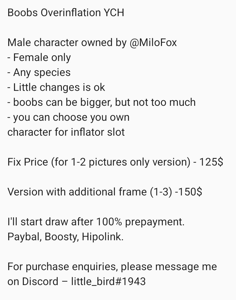 infla_tea's tweet photo. BOOBS OVERINFLATING YCH
Male character by
@MiloFoxMe
For purchase enquiries, please message me on Discord β little_bird#1943
#inflationkink #expansionkink #furryinflation #hyperkink https://t.co/nQKgXb3WSx
