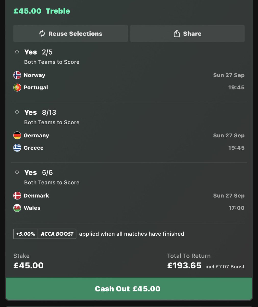 ProSportsP10's tweet photo. BTTS Treble

Drop a ❤️ if you’re on https://t.co/qs2LOHNZtv