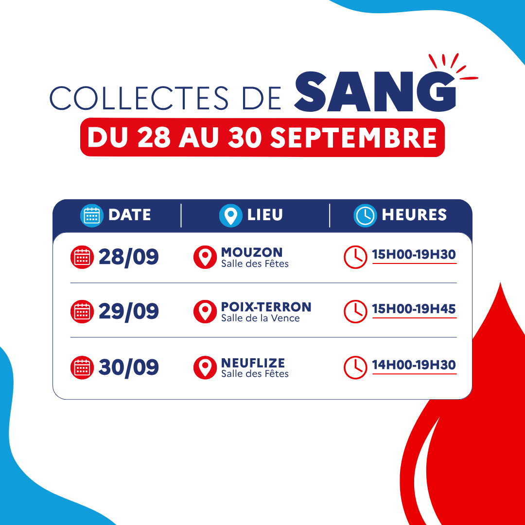 Image de Préfet des Ardennes - #DonDeSang |  Participez à une collecte près de chez vous !
Prenez 1h pour sauver 3 vies 💞 
📅  Ret