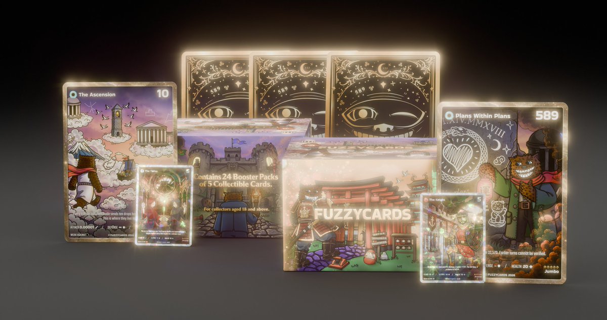 eksrp123's tweet photo. Now let’s have a look at the design on the new 589 Edition booster boxes.

One side seems to be a clear representation of the @bearableguy123 castle, while the other side is Fuzzy dressed as a Samurai in front of Torii gates.

The Japanese imagery goes even deeper with a pagoda, Daruma doll, Maneki-neko, Japanese lanterns, kanji and other traditional elements.

The Japanese connection is becoming pretty hard to ignore. 👀