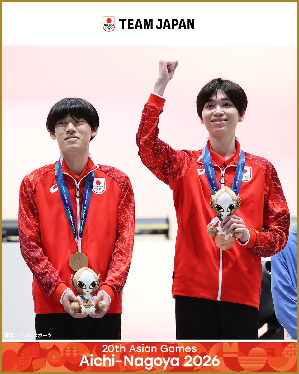 TeamJapan's tweet photo. ◤ 📸TEAM JAPAN Shots #愛知名古屋2026 ◢

🎮eスポーツ
Fighting Games【Street Fighter 6, TEKKEN™ 8, THE KING OF FIGHTERS XV】
2位 🥈
ひぐち(樋口孝治郎) 選手、NOBI(中山大地) 選手、SCORE(澤田彰仁)選手

【eFootball™】
3位 🥉
Tess(貴田英貢也) 選手、lemon-pop(茶谷優我) 選手

eFootball™は、eスポーツ競技での #TEAMJAPAN 初のメダル獲得となりました👏

@jesuofficial
#ともに一歩踏み出す勇気を

愛知・名古屋アジア大会はTBS ▶︎ @TBS_TV_S1