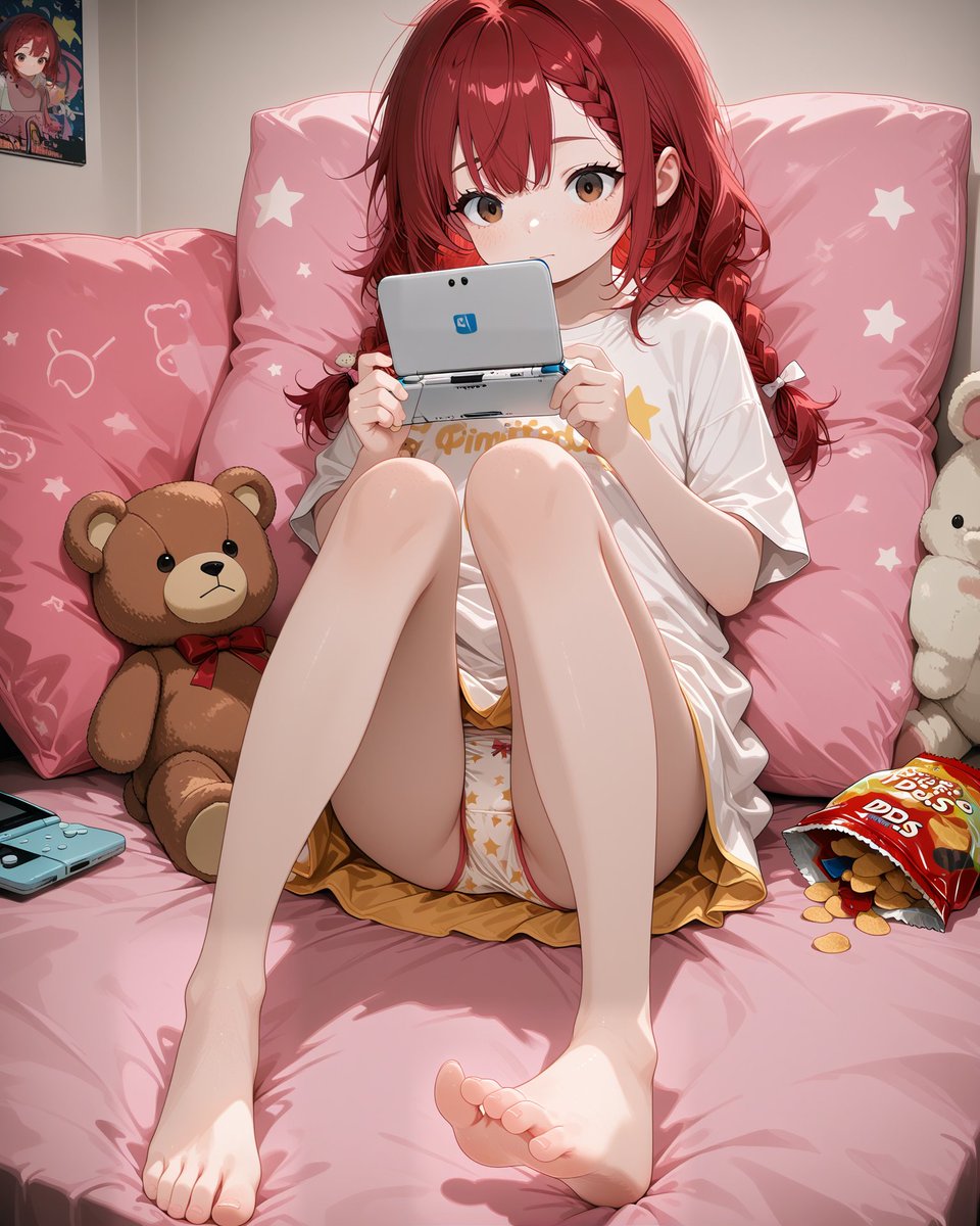 PrimmaAI's tweet photo. ~Play some games before bed!~ #AI Illustration https://t.co/myP8uYzG97