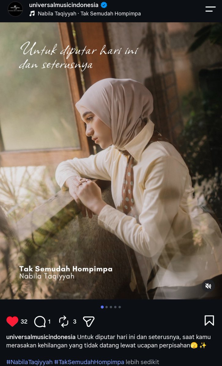halooohaaaa's tweet photo. Kalo kata @umusicindonesia untuk diputar hari ini dan seterusnya 🤍 Tak Semudah Hompimpa - Nabila Taqiyyah https://t.co/AI3ITVxtTF