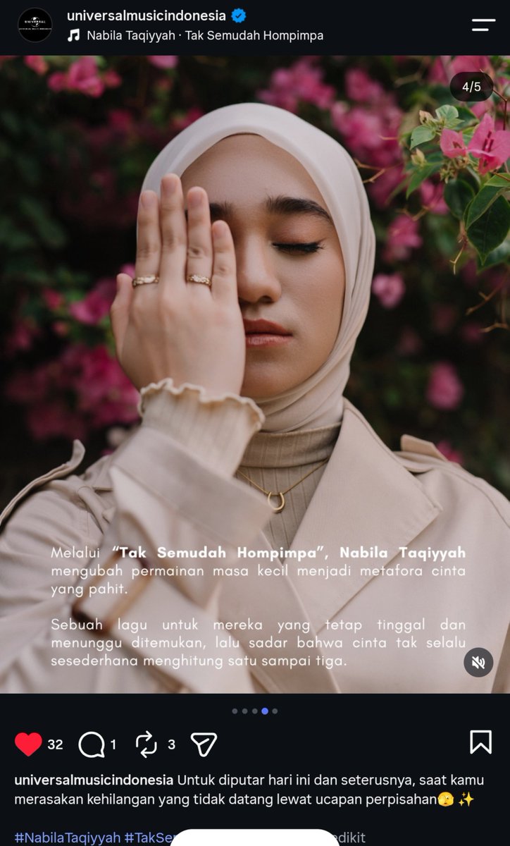 halooohaaaa's tweet photo. Kalo kata @umusicindonesia untuk diputar hari ini dan seterusnya 🤍 Tak Semudah Hompimpa - Nabila Taqiyyah https://t.co/AI3ITVxtTF
