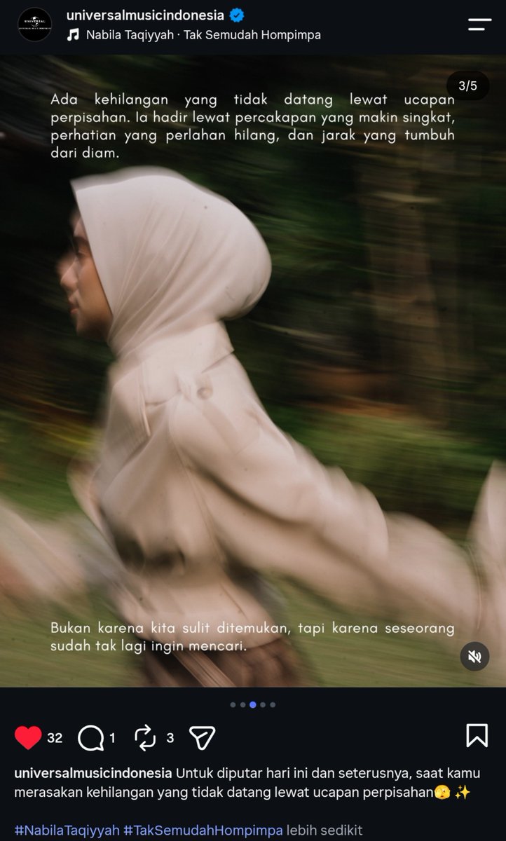 halooohaaaa's tweet photo. Kalo kata @umusicindonesia untuk diputar hari ini dan seterusnya 🤍 Tak Semudah Hompimpa - Nabila Taqiyyah https://t.co/AI3ITVxtTF