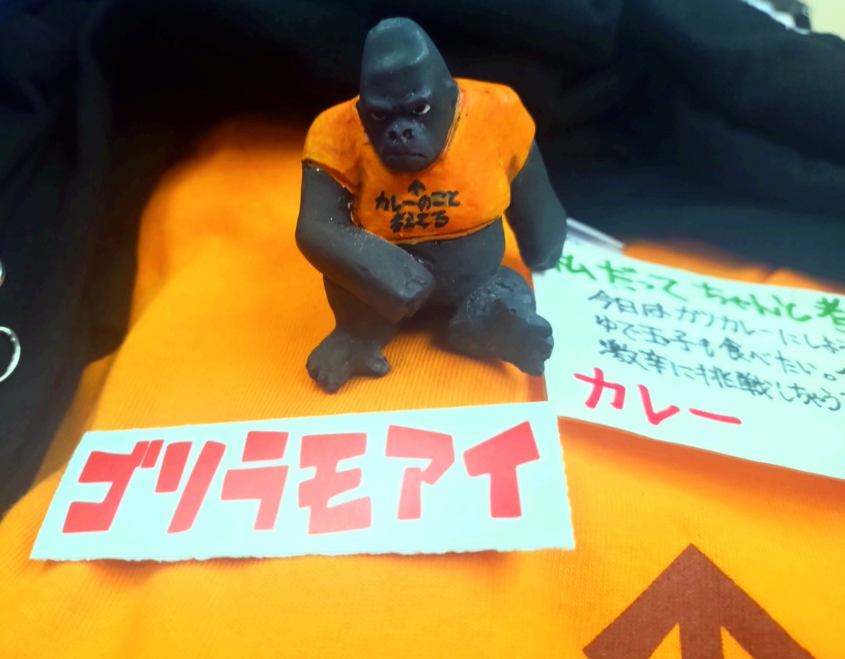 yoshida758's tweet photo. BASGUM @ROCK_URA さんのゴリラモアイがナゴヤ堂「カレー」Tシャツ着てくれてたので、これは仕方ない、ワタクシが買わなければ！　ろっくうらさん、ありがとうございます！　今後ナゴヤ堂の売場で活躍してもらいます！
＃えごま https://t.co/sdAEhKpzvq