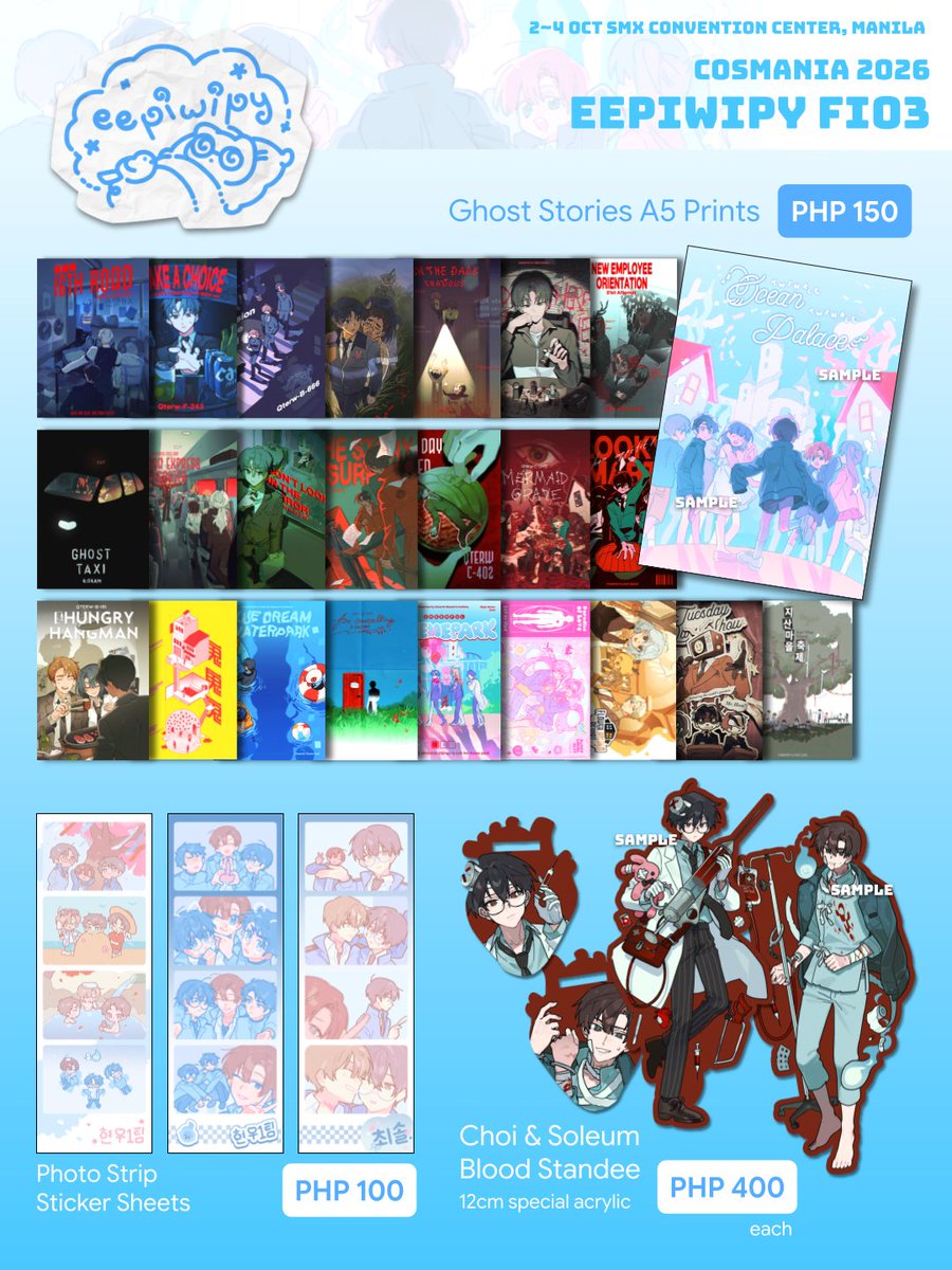 awooml's tweet photo. Hello! I will be tabling at #cosplaymania2026 🇵🇭 this year !! 🙇‍♂️ come say hi 👋 

📍eepiwipy, Fi03
📅 2~4 October 2026, SMX Convention Centre Manila
💳 Cash payment preferred, exact change if possible! 
#⃣ GSGW/GDCG, OTWTMM, CCS, Virtual Strangers, HSR, SDR2, P4

#cosmania2026 https://t.co/z9FrHX52ta