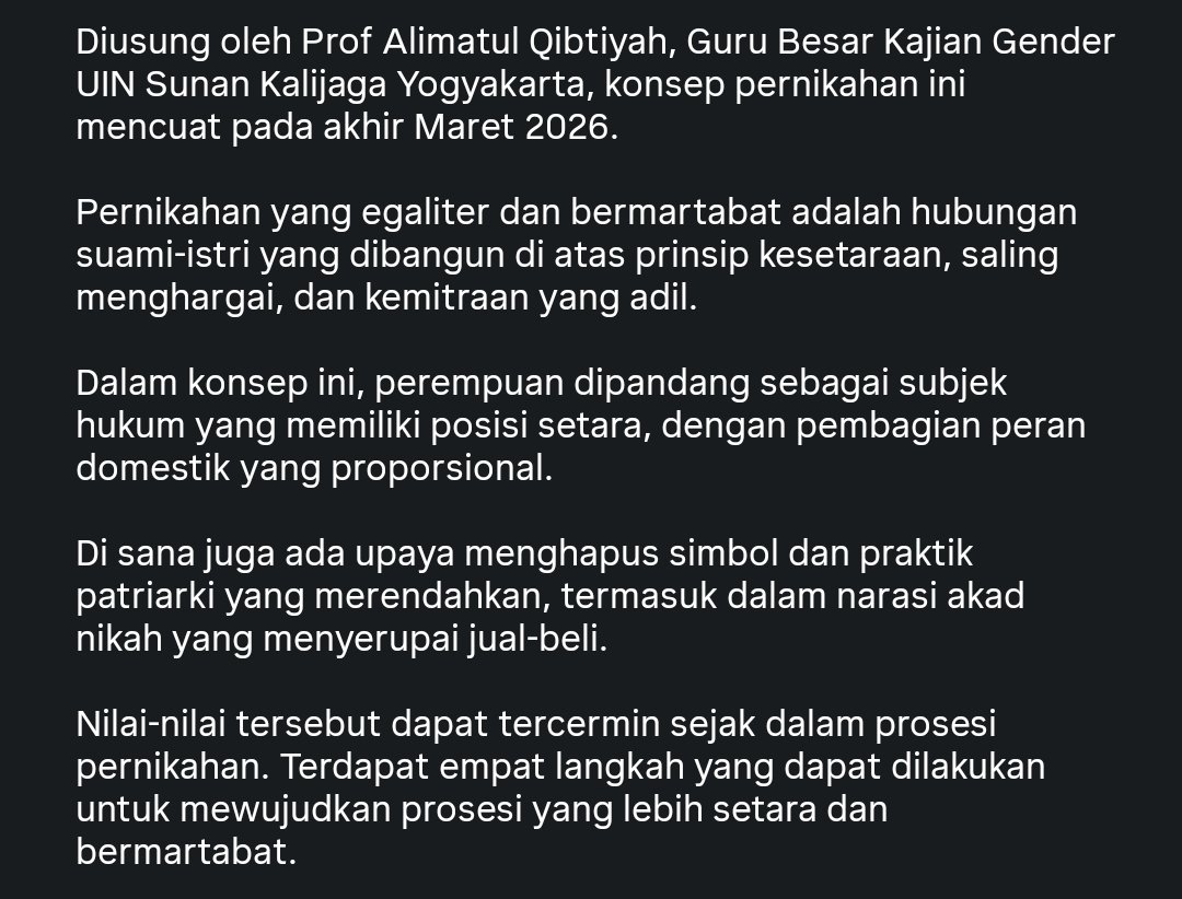 Puding600k's tweet photo. Belajar lagi kak, Prof @alimatulqibtiy aja mengakui bahwa dalam prosesi akad terdapat simbol dan praktik patriarki yang merendahkan perempuan 😅😅

https://t.co/wtWO93sATn https://t.co/L9GDLk3JIK