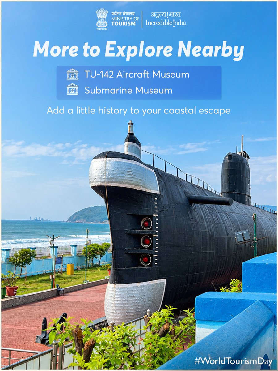 tourismgoi's tweet photo. A quick escape to Rushikonda.
Just beyond Visakhapatnam, the coast unfolds into golden sands, sea and open skies. Enjoy the beach, take part in water sports, or simply soak in the views of the Bay of Bengal.
Add this coastal escape to your next Andhra Pradesh itinerary.
(1/2) https://t.co/Fc1JvdOoC6